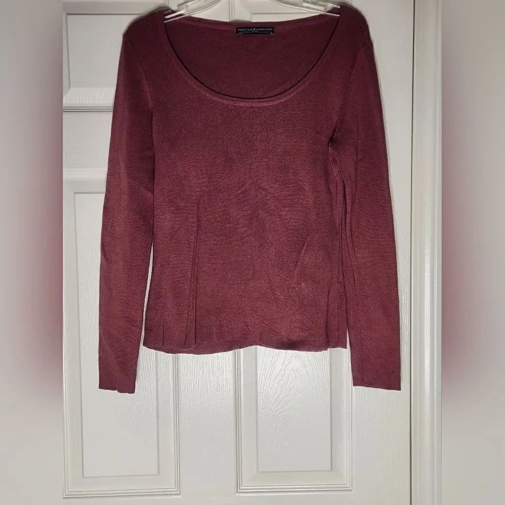 Peruvian Connection M Brown Lngslvs Knitted 100% PIMA COTTON Women Top Sweater